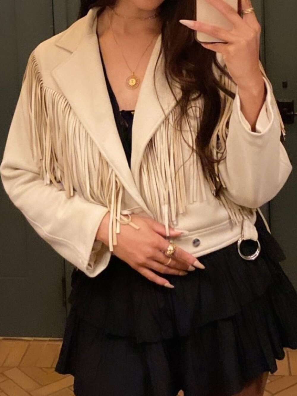Bershka Fringed suede material Jacket